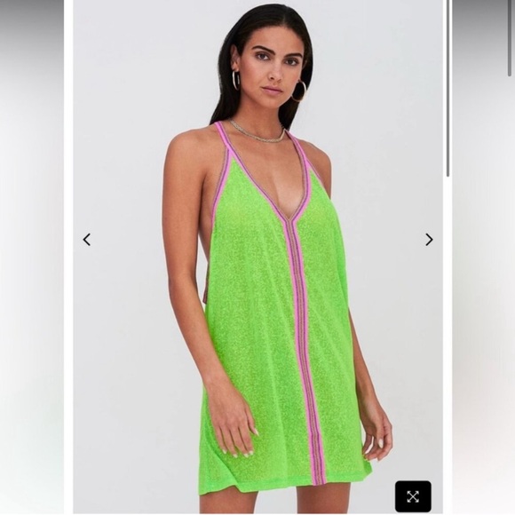 Pitusa Inca Mini Sun Dress Beach Cover Up in Lemon Yellow Petite XS - Picture 11 of 11